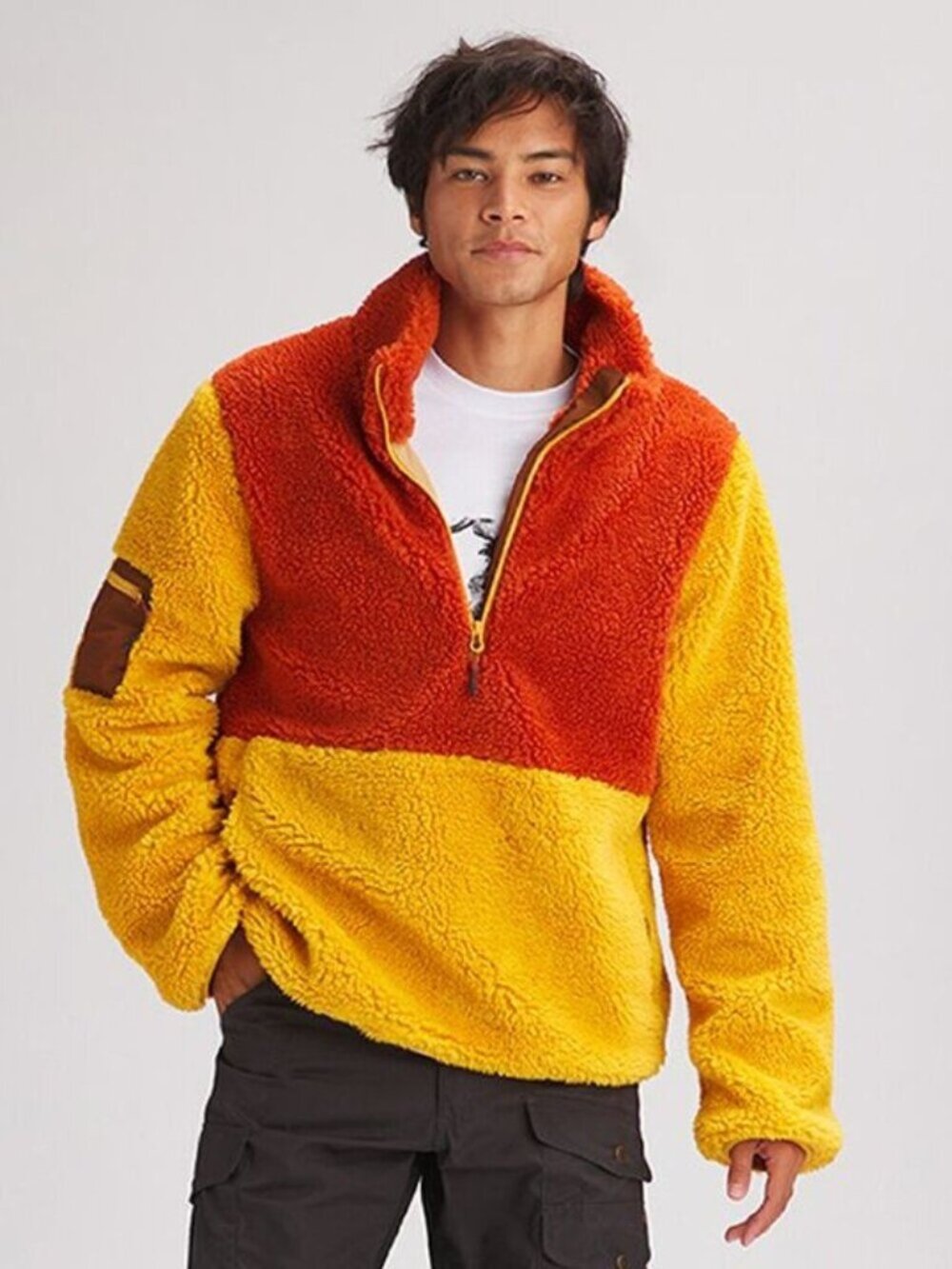 Stoic Mountain 1/2 Zip Fleece Sherpa Pullover Sweatshirt Jacket Size large